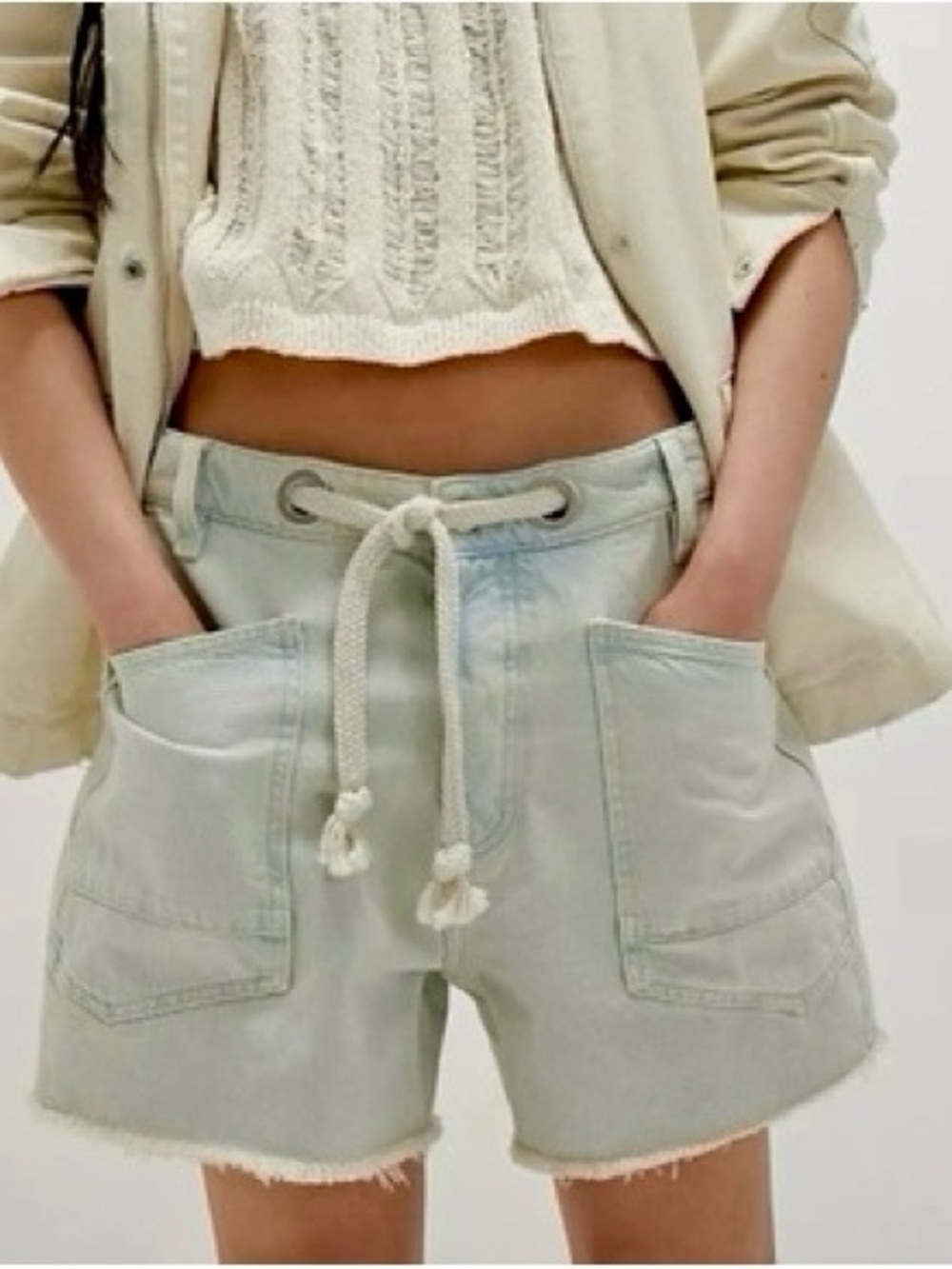 We The Free Moxi Rope-Drawstring Denim Shorts